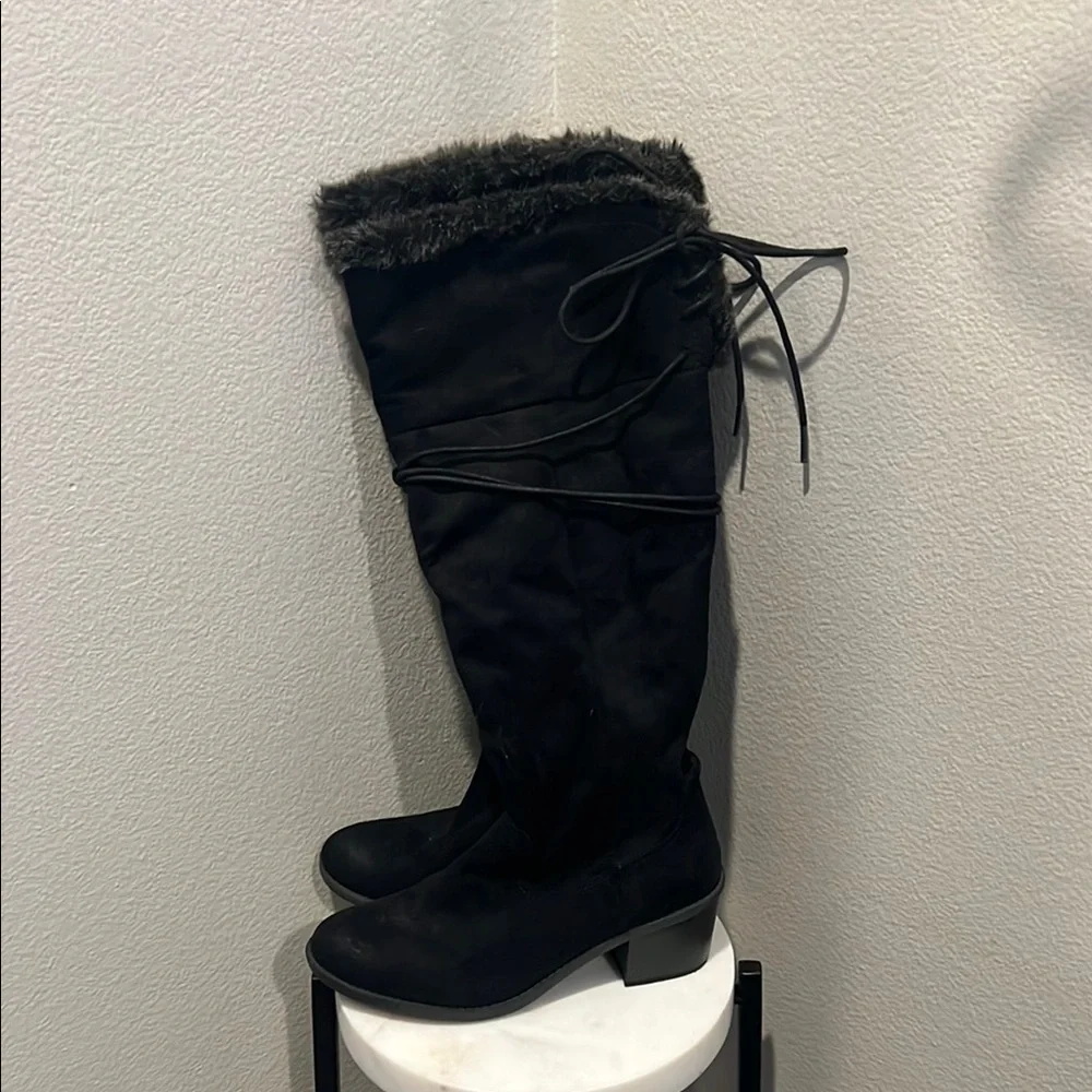 Merona Black Over the Knee Boots with Slouchy Design NWOT